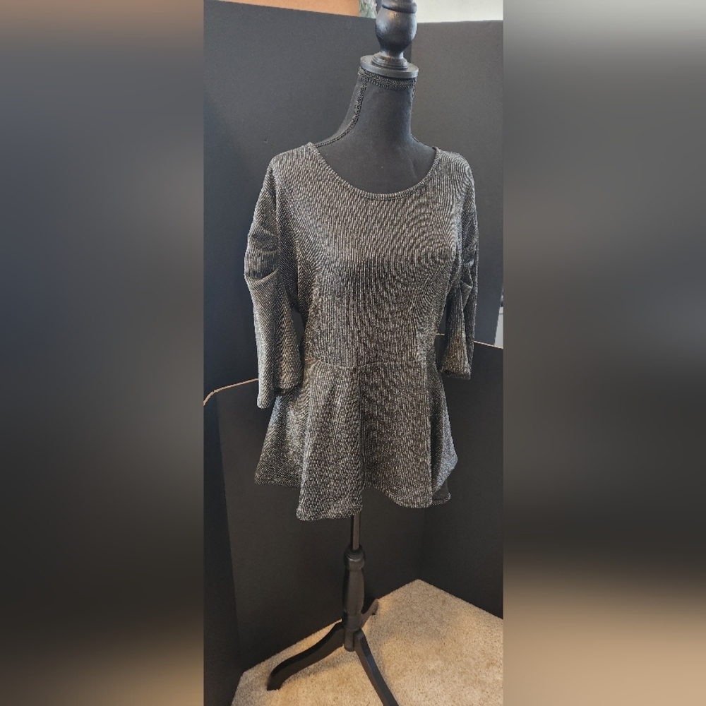 Black and Silver Droptail Blouse